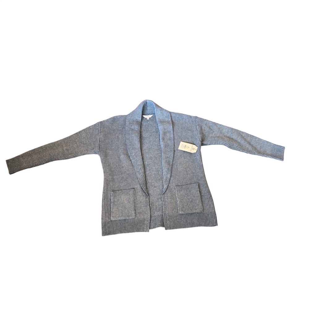 Time and Tru Cardigan Sweater Womens Medium Blue NWT Shawl Collar Ribbed Knit